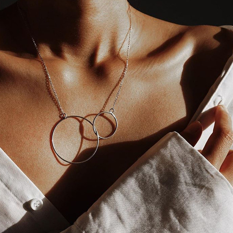 Double OT Chain Heart Pendant Necklace - Image 2